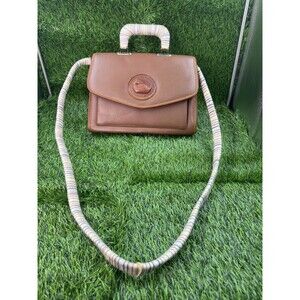 Dooney & Bourke All Weather Leather Bag Vintage Yellow Stitching,Braided Handle